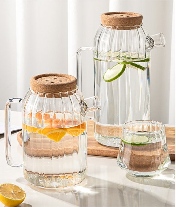 Glass Water Jug With Wooden Lid