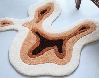 Falisty wzór dywanu / Estetyczny wzór dywanu / Dywan 100% ręcznie robiony, tuftowany