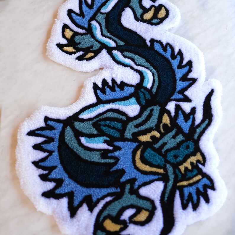 Dragon Tufted Rug, Decorative Tuft Rug, Handmade Tuft Rug, Housewarming ...