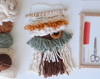 Small Woven Wall Hanging, Boho Fiber Art, Textile Decor