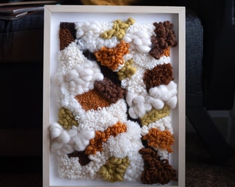 Framed Fiber Art Wall Hanging, Wool Tapestry, Textile Decor