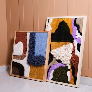 Gaia Tufted Wall Hanging, Framed Work, Wall Art 60x80 cm. Handmade Tapestry, Tufting Wall Art, Contemporary Art