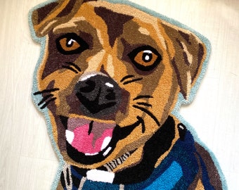 Custom Pet Portrait Tufted Rug, Handmade Animal Rug Art