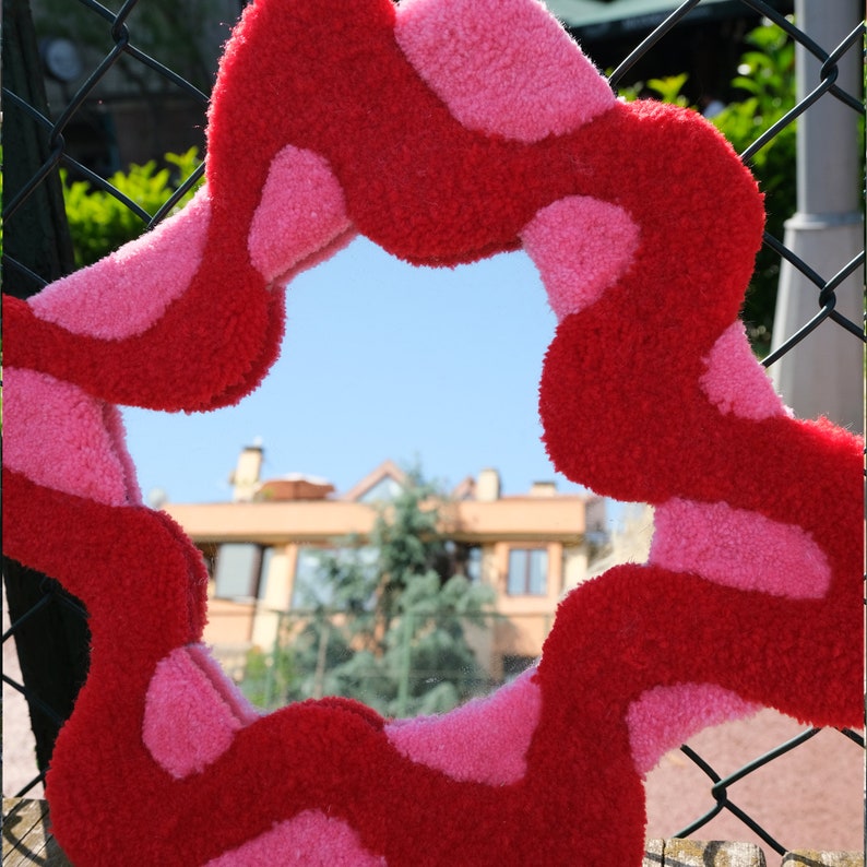 Pink Wavy Rug Mirror / Handmade Tufted Mirror Etsy