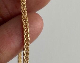 Solid 14k Yellow Gold 1.25mm Spiga Chain Necklace with Secure Lobster Lock Clasp Solid 14k Yellow Gold 1.25mm Spiga Chain Necklace with Secure Lobster Lock Clasp