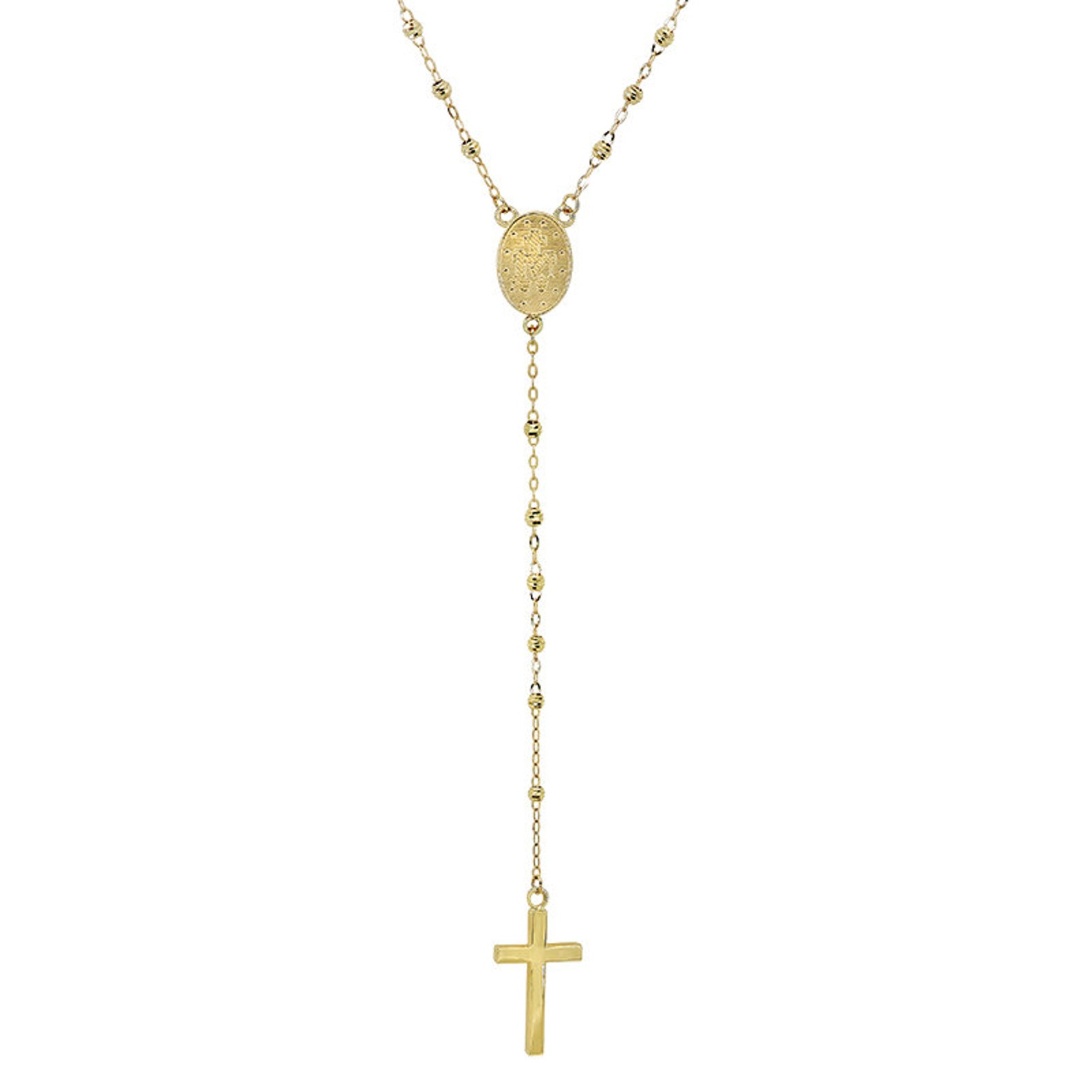 10K Solid Gold Rosary Rosary Necklace Real Yellow Gold Etsy