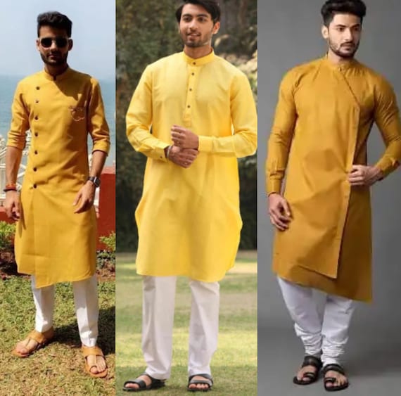 Haldi Ceremony Kurta Yellow Kurta Men 