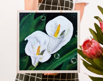 Handmade / Instant télécharger l’art imprimable / Calla Lily / Peinture acrylique pour les débutants / Painting Tutorial #98