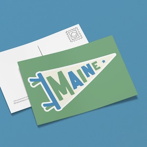 Maine Pennant Flag Postcard
