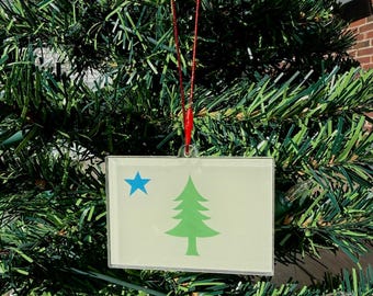 Maine Bicentennial Flag Acrylic Ornament