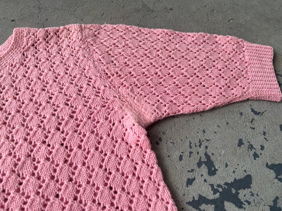 1930’s/40’s vintage pink crochet half sleeve swea… - image 3