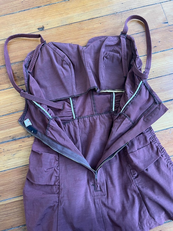 1950’s vintage Jantzen chocolate maroon ruched sw… - image 5