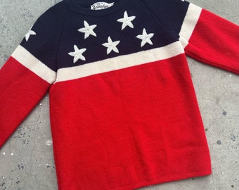 70’s vintage wool American flag red white and blue novelty sweater