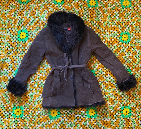 90’s vintage brown leather penny lane coat