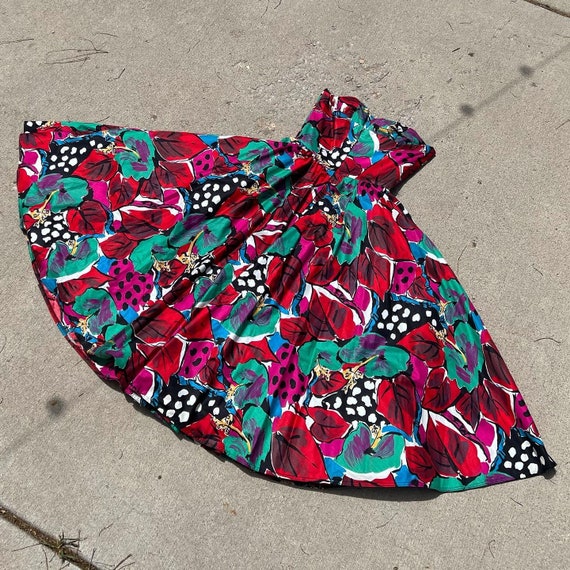 1980’s vintage colorful abstract print strapless … - image 7