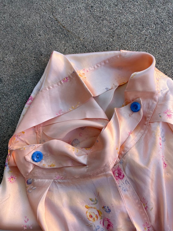 1940’s vintage blush pink satin rayon side button… - image 3