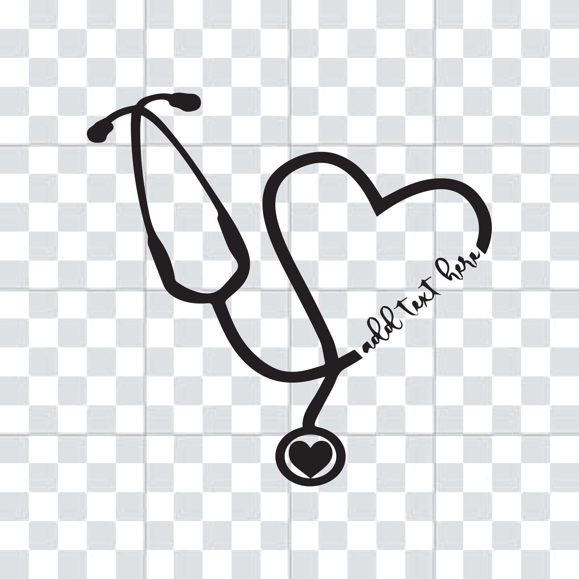 Black Heart Stethoscope SVG