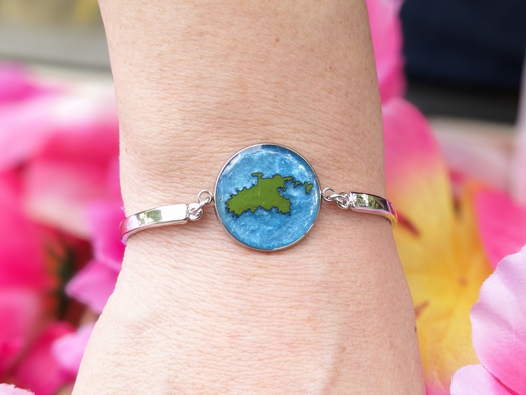 St John USVI Bracelet, Stunning Resin Silver Jewelry, Virgin Island