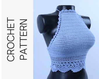 CROCHET TOP PATTERN, Halter Top Pattern, Crochet Crop Top Pattern, Crochet Pattern (Instant Download) Beautiful Top