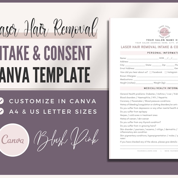 Laser Hair Removal Consent Form Etsy Australia