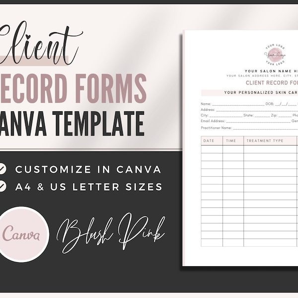 Salon Client Record Templates - Etsy