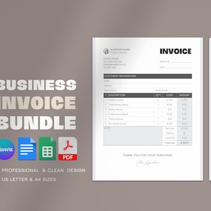 Editable Business Invoice Template: Canva, Google Docs, PDF