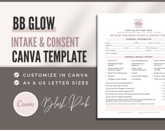 BB Glow Consent Forms | Esthetician Canva Templates | Micro neeedling  | New Client Intake | Esthetician Business Form | Skin Needling