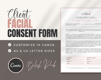 Client Consent Form | Esthetician Canva Template | Facial Consent Forms | Beauty Salon Printable | Editable Spa Forms | Skincare Business