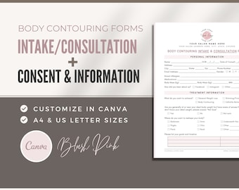 Body Contouring Intake/Consultation & Consent Forms | Esthetician Canva Templates | Body Sculpting Form | New Client | Esthetician Business