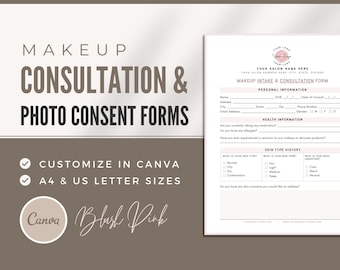 Makeup Consultation & Photo Consent Form: Canva Template (Digital Download)