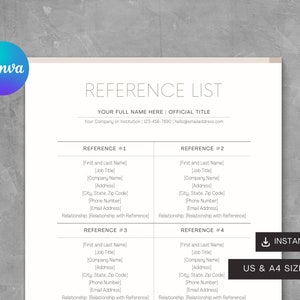Reference List | Canva Template | Minimalist Reference List Template ...