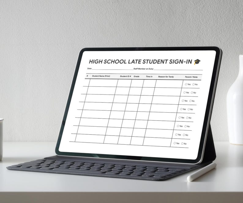 High School Late Student Sign-in Sheet | Tardy Log Tracker (PDF, Google ...