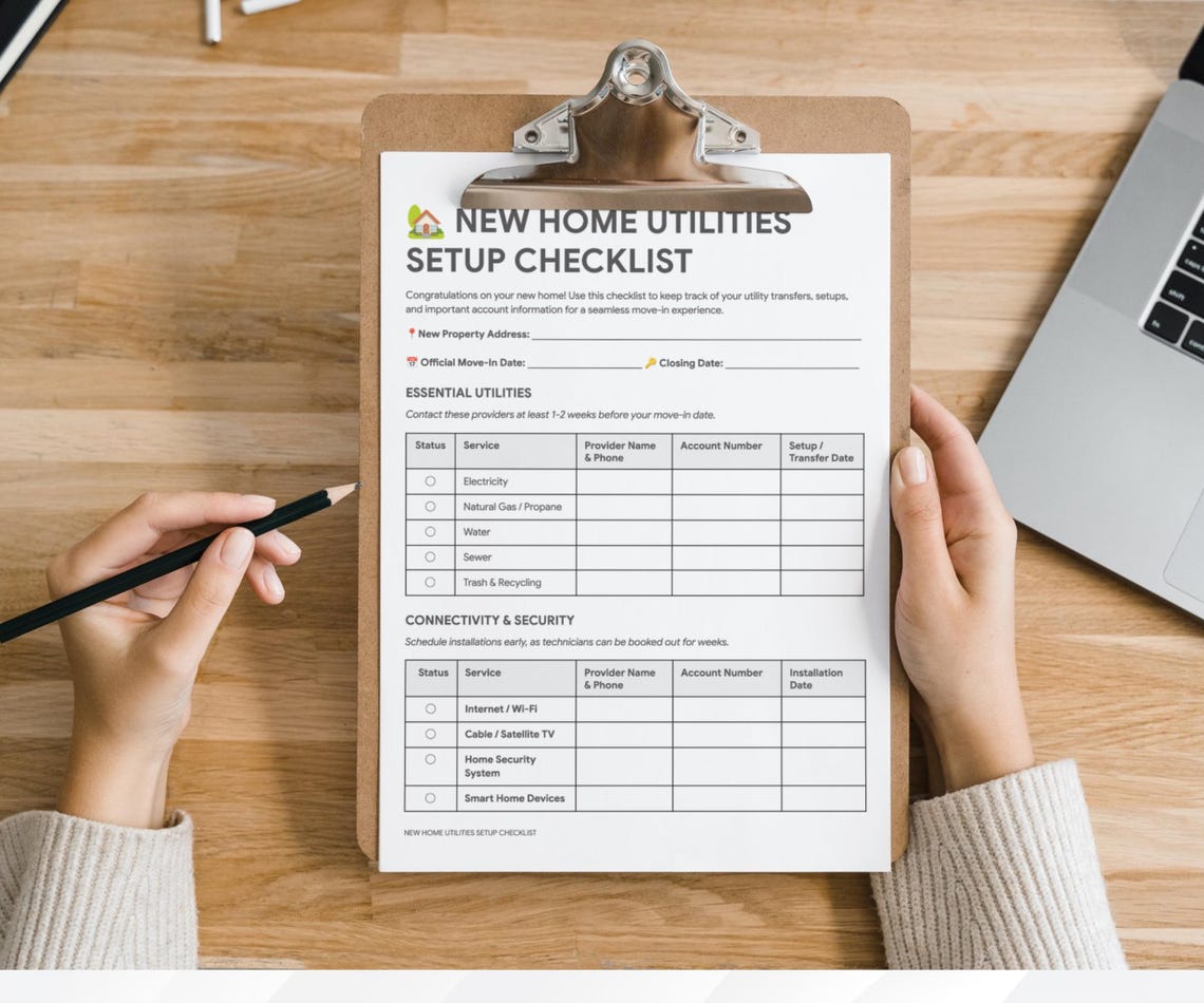 Utilities Checklist Table New Home Utilities Setup Checklist | Moving Planner (PDF, Editable Docs ...