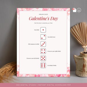 Drunk Dice Galentine’s Day Spiel, Sofort-Download, Ladies Night Out Trivia, Ladies Game Night, Eisbrecher Spiel, Drunk Dice Game PDF