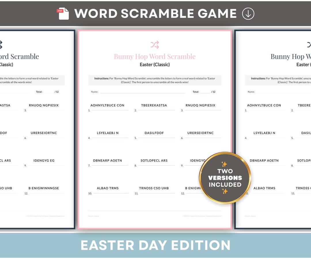 Easter Word Scramble Game Printable | Instant Download | Kids & Adult ...