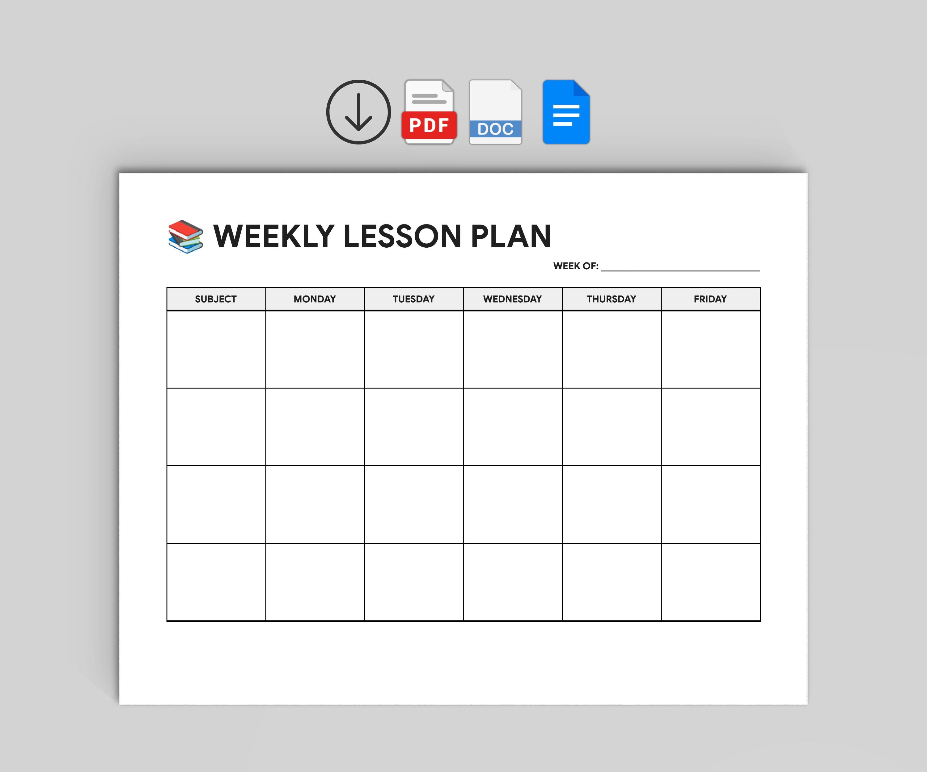 Weekly Lesson Plan Template | Editable Teacher Planner (google Docs ...
