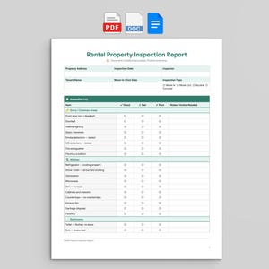 Rental Property Inspection Report, Move-In Move-Out Checklist (PDF, Google Docs, Word)