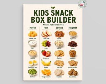 Kids Snack Box Builder | Mix and Match Snack Chart | PDF and PNG