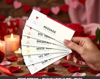 Printable Love Coupons / Romantic Voucher Book - Valentine's Day Edition Coupon Book (Digital Download)
