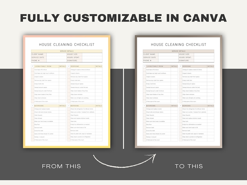 Cleaning Checklist Canva Template House Cleaning Checklist Etsy