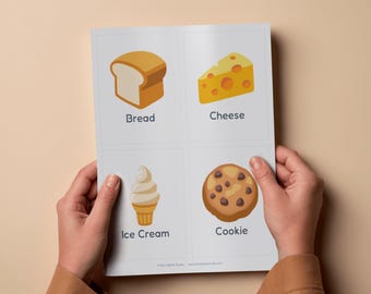 Food Flashcards PDF | Toddler Vocab Cards | Preschool Learning Activity (PDF Download)