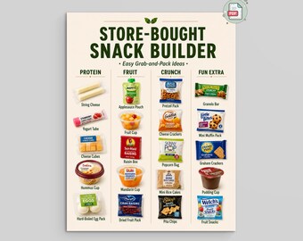 Store-Bought Snack Builder | Grab-and-Go Lunchbox Ideas | PDF and PNG
