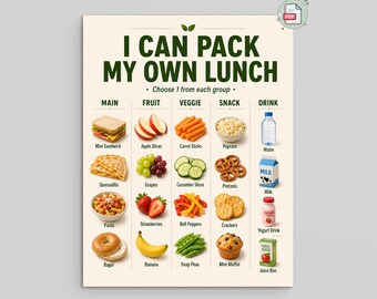 I Can Pack My Own Lunch | Kids Lunchbox Chart | PDF and PNG
