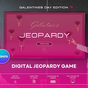 Galentines Jeopardy Spiel, Galentines Trivia, Galentines Spiel für Ladies Night Galentines Happy Hour, Galentines Day Party, Canva Template