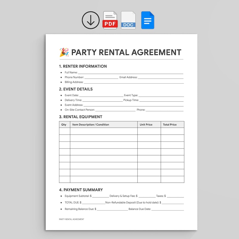 Events Rental Template - Etsy