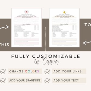 Massage Intake Form: Client Consultation, Canva Template (Digital Download) image 7