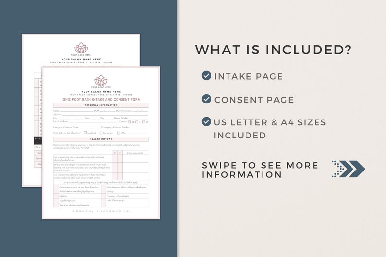 Ionic Foot Bath Intake Canva Templates Foot Detox Consent Postoperative ...