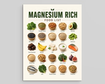 Lijst met magnesiumrijke voedingsmiddelen en voedingswaardetabel (pdf direct downloaden)