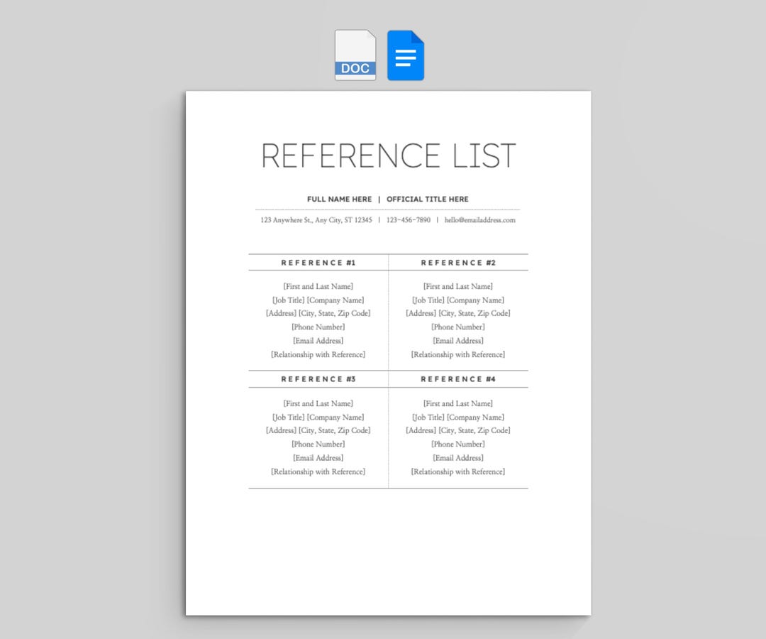 Professional Reference List Template | Job Application Form | Career ...
