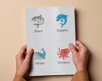Ocean Animal Cards | Sea Life Flashcards | Preschool Marine Biology (PDF Download)